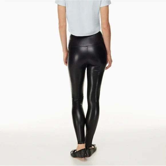 Aritzia Wilfred Free Black Vegan Leather Skinny High Waisted Leggings Small - Picture 3 of 16